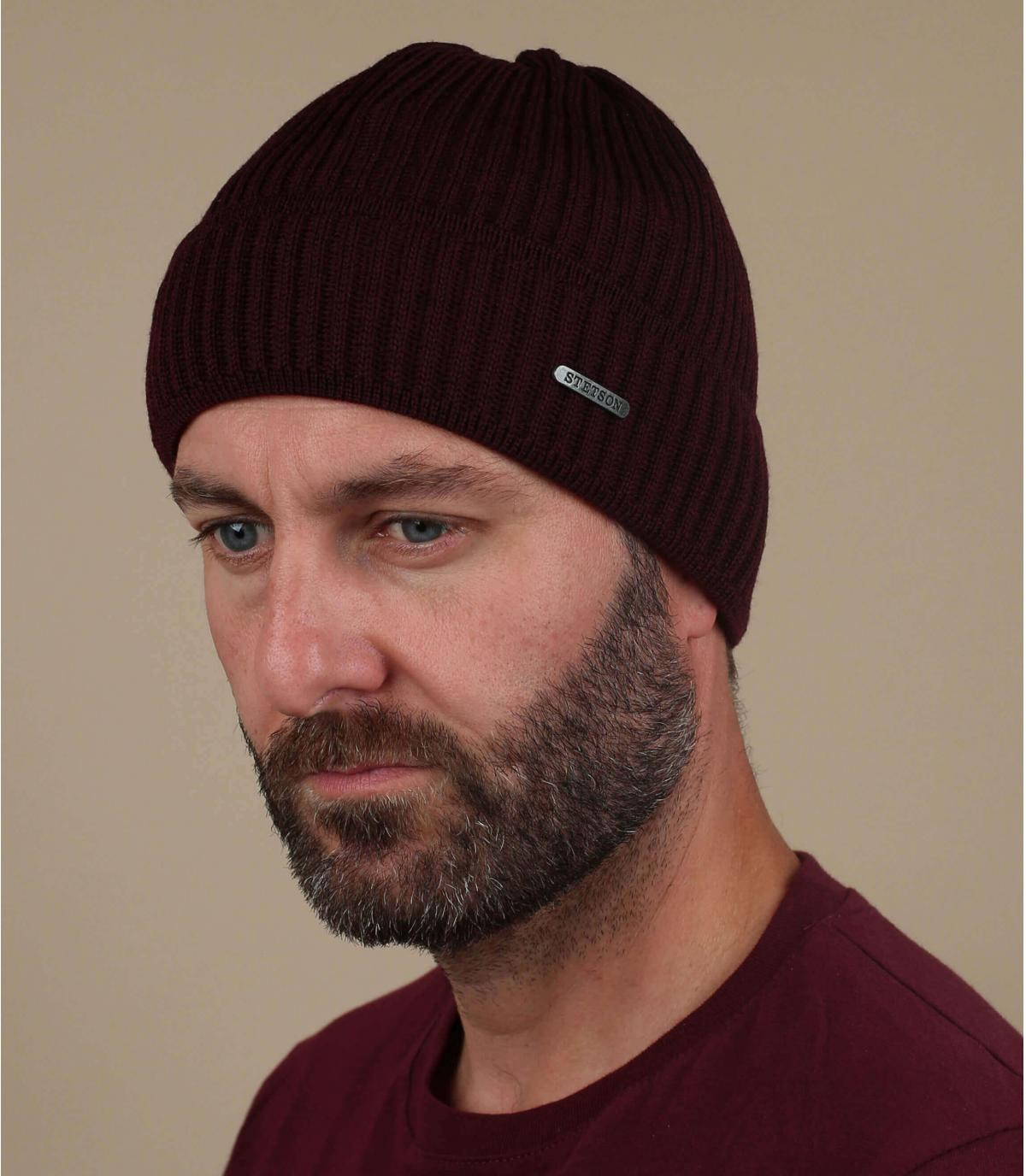 burgundy cuffed beanie wool beanie Merino Wool burgundy